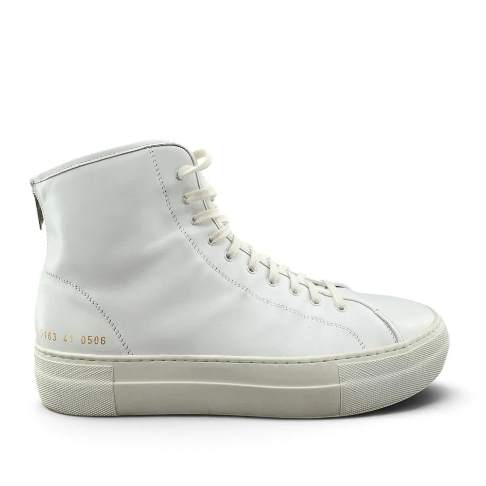 Common Projects Tournament High Top Back-Zip Sneaker 41 READ DESC White Leather